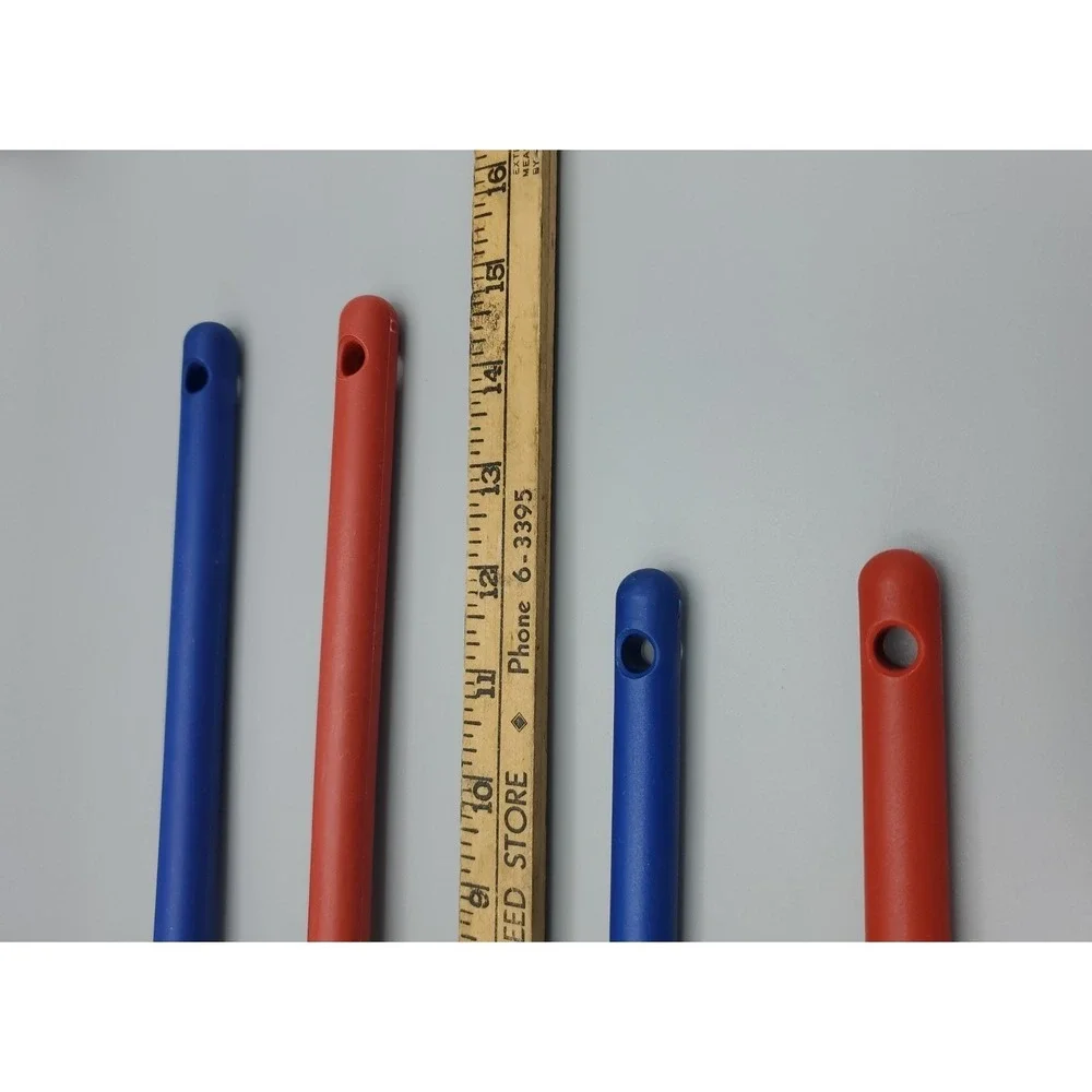 Vintage 2003 4 Durable Blue and Red Plastic Cooking Stirring Spoons 15